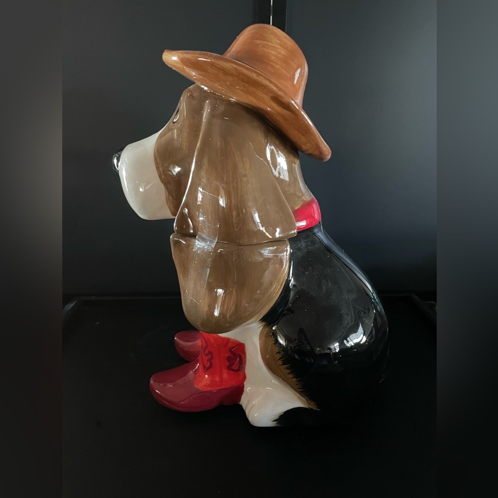 The Pioneer Woman Cookie Jar Cowboy Boots & Hat Charlie Basset Hound NOS 12” - Picture 5 of 6